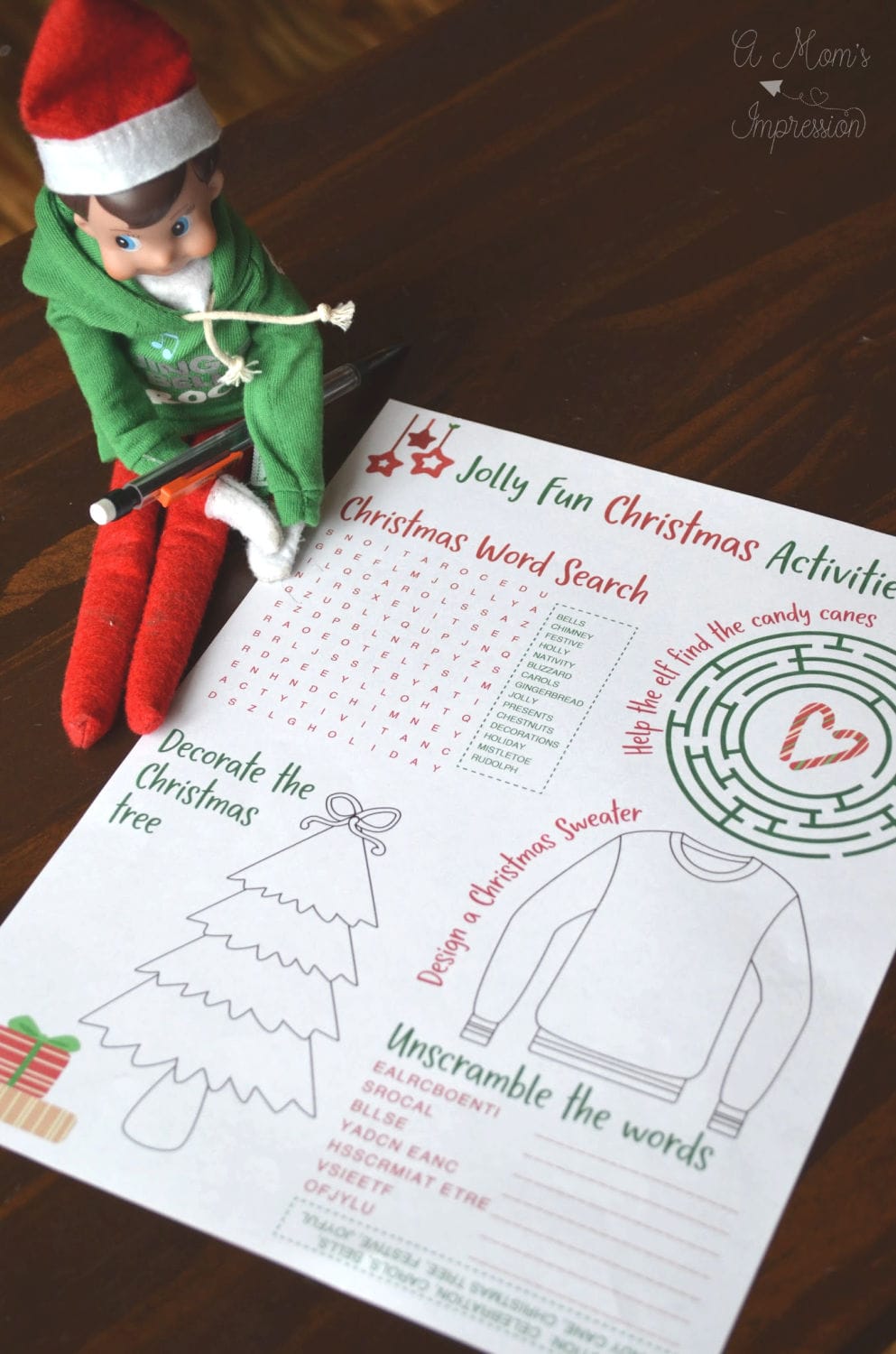elf on the shelf - free printable christmas activities -